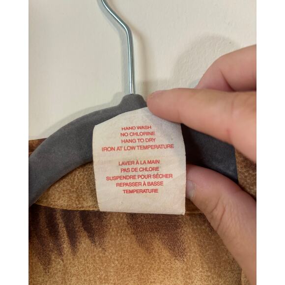 Vintage Brown Abstract Print Button-Down Blouse Women’s Size 8 - Picture 5 of 7